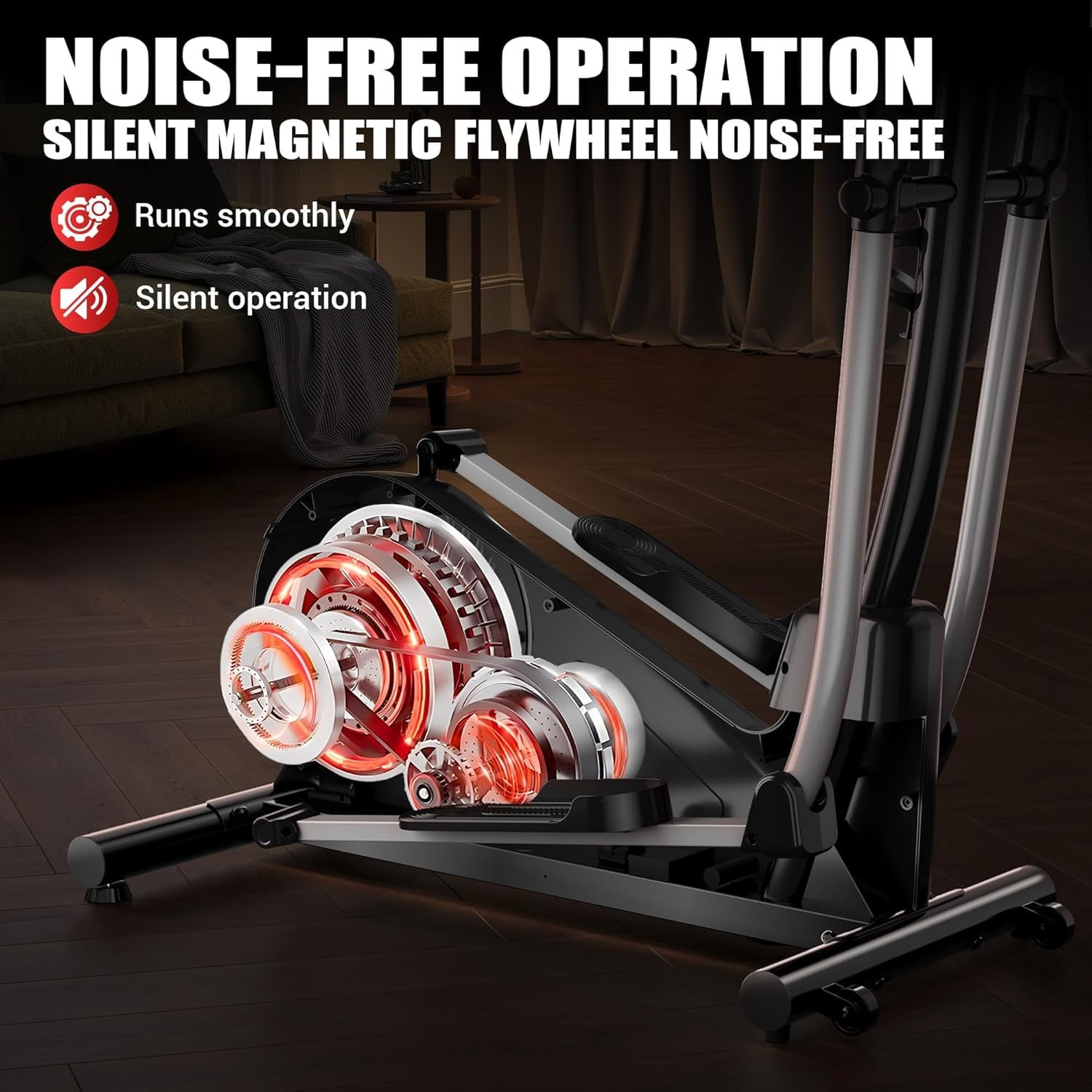 Elliptical Machine, Elliptical Exercise Machine for Home with Hyper-Quiet Magnetic Driving System, Elliptical Trainer with 15.5IN Stride, 8 Level Dynamic Resistance, 350LBS Loading Capacity