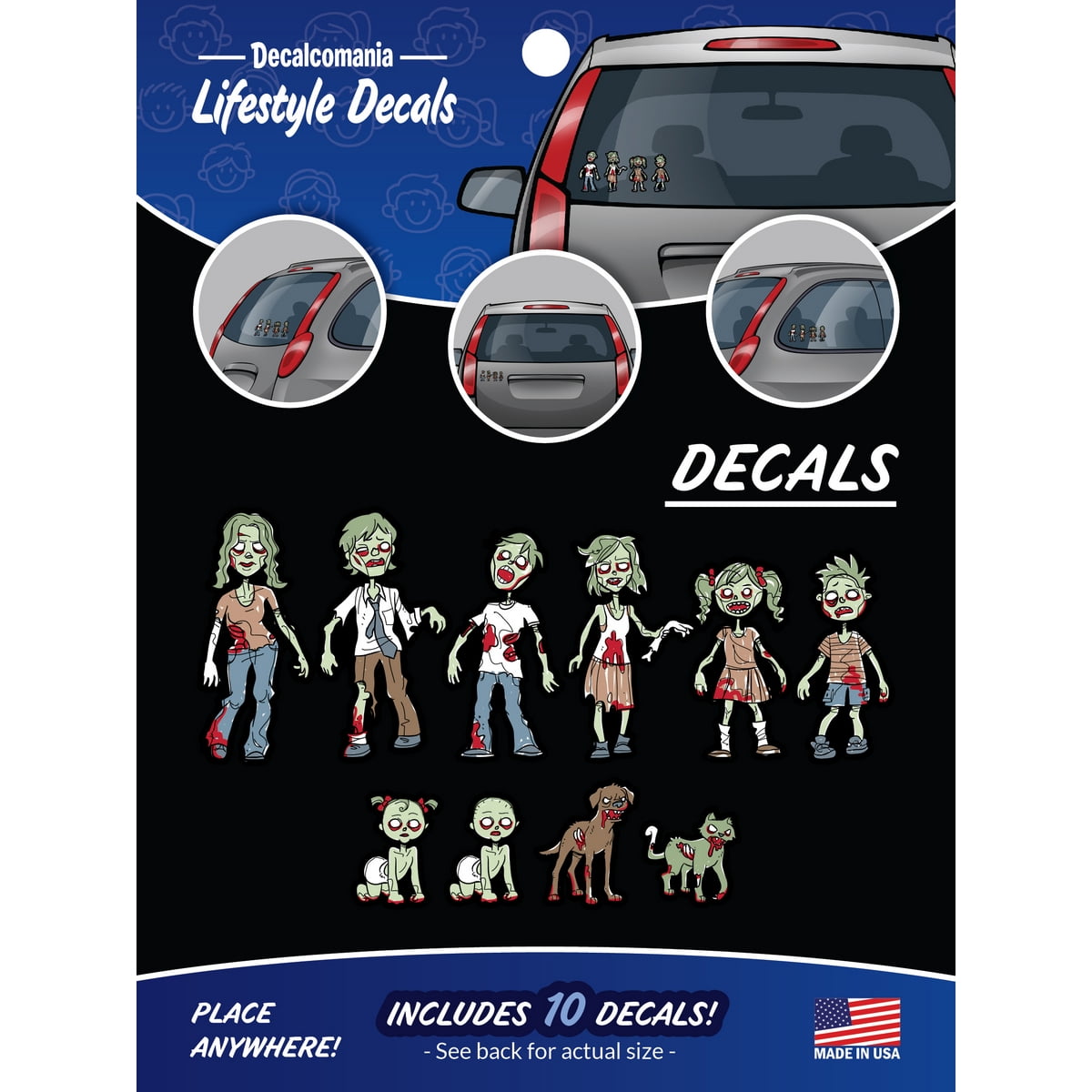 Zombie Family Stickers Car Decals Set of 10 Build Your Own Family Zombie Car Stickers and