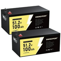 2 Pack 48V 100Ah LiFePO4 Battery Built-in 100A BMS, Low-Temp Protection, Up to 15000 Deep Cycles, for RVs, Trolling Motors, Off-Grid Solar Systems