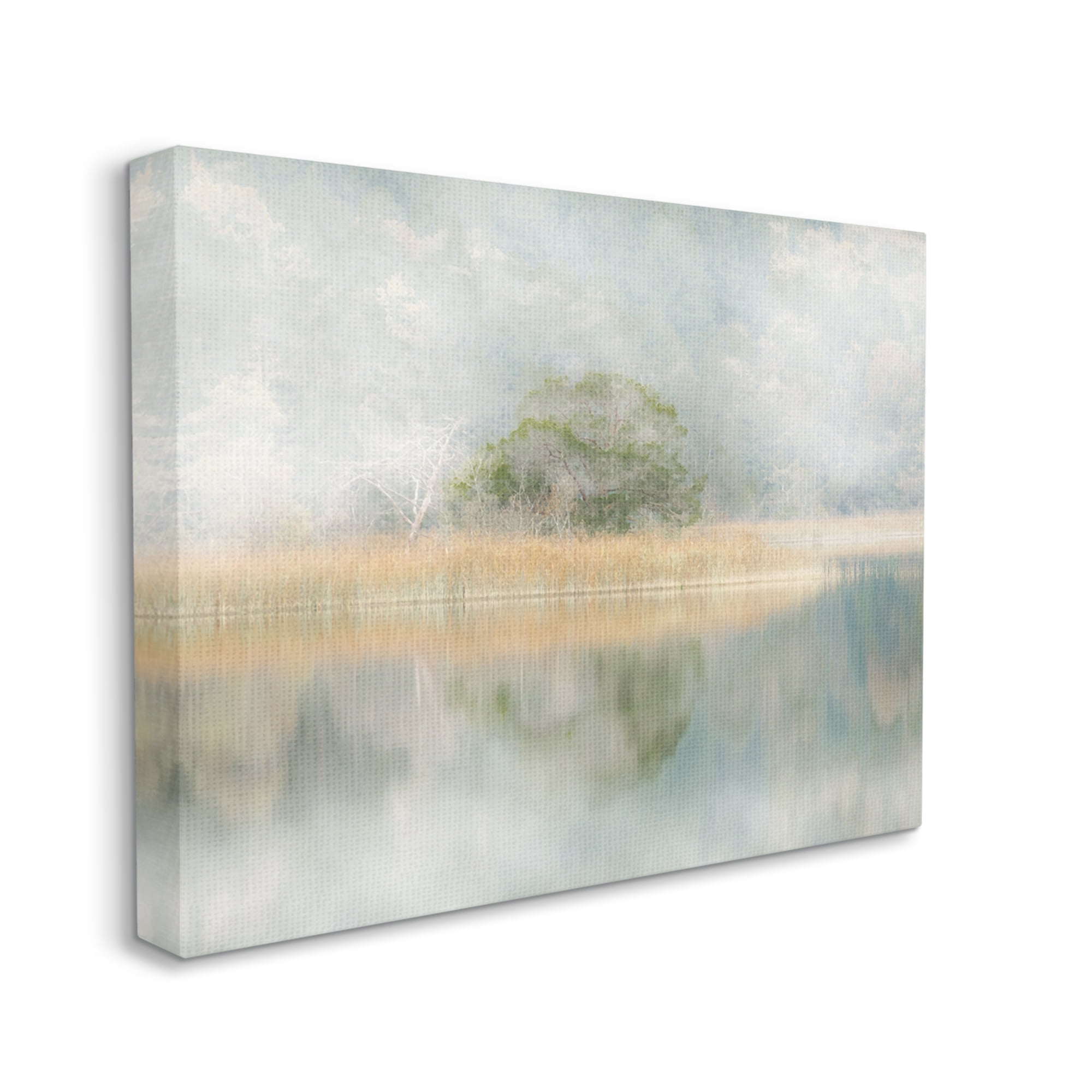 Stupell Industries Abstract Misty Lake Abstract Painting Gallery Wrapped Canvas Art Print Wall Art, 20 x 16