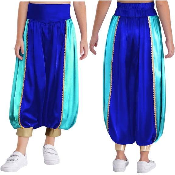 inhzoy Boys Arabian Prince Kids Satin Trousers Party Bell Bottoms Outfit Sky Blue 16