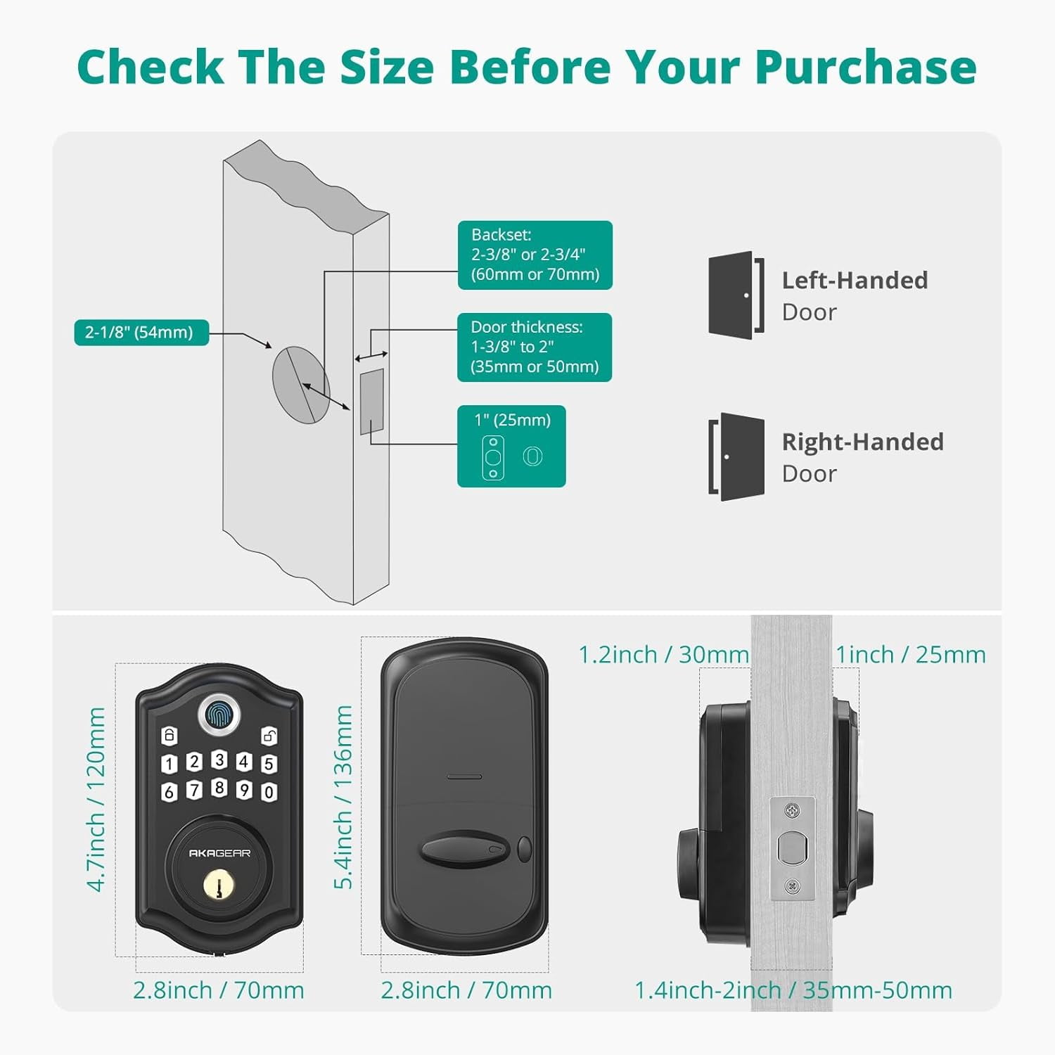 Fingerprint Door Lock, Keyless Entry Door Lock with APP Control, Security Smart Locks for Front Door, Electronic Deadbolt Lock, Auto Lock, Easy Installation, Black