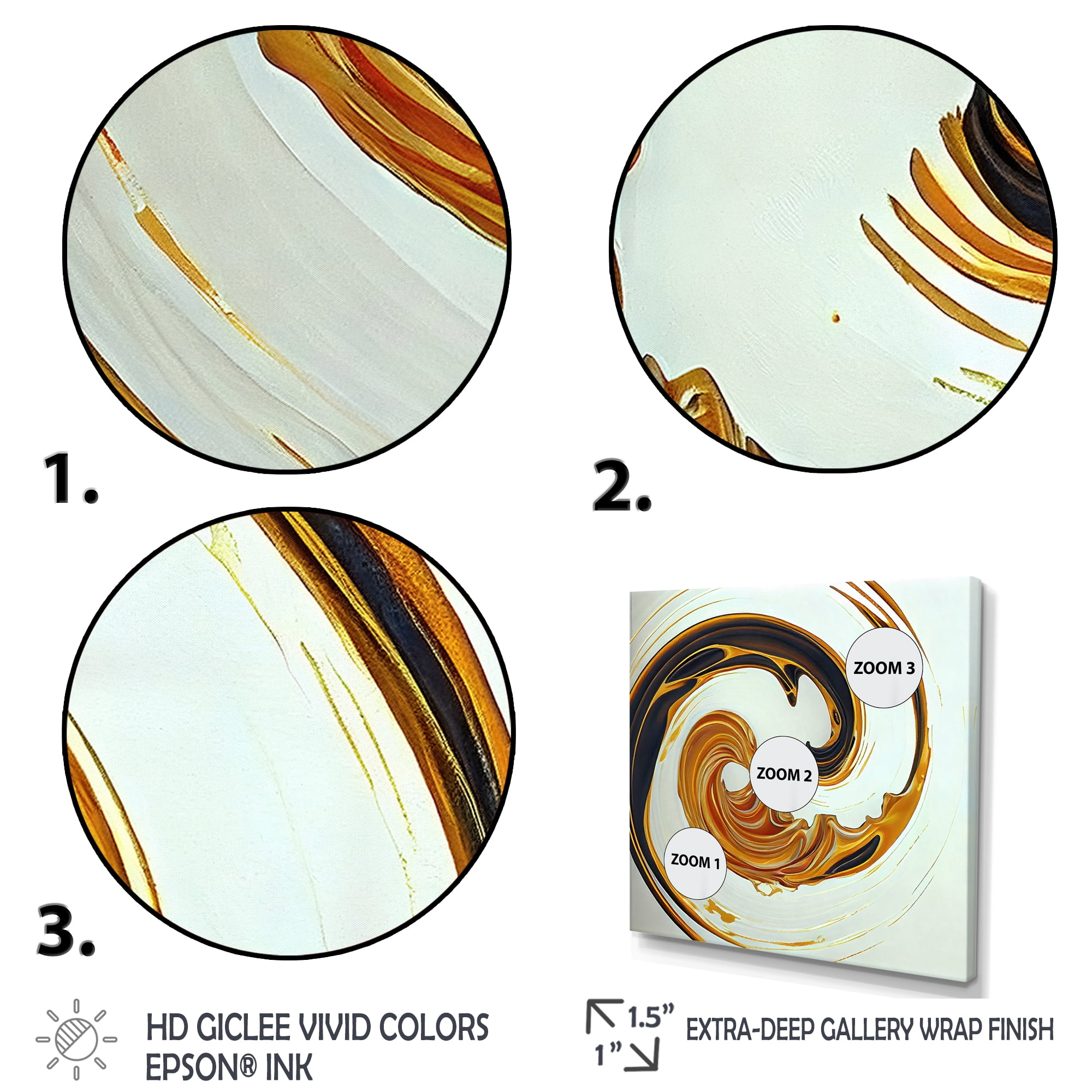 Designart White And Gold Bold Movement II Canvas Wall Art