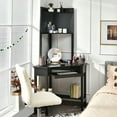 thumbnail image 3 of Gymax Corner Computer Desk Triangle Study Desk w/ Hutch & Keyboard Tray Black, 3 of 10