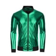 thumbnail image 5 of Lars Amadeus Men's Metallic Jacket Zip Up Disco Party Shiny Varsity Bomber Jacket, 5 of 6