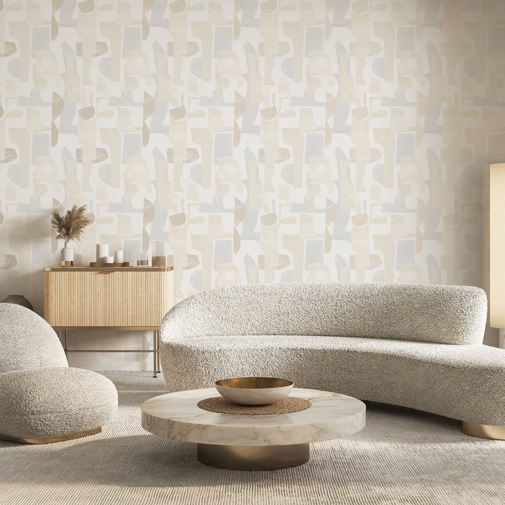 Tempaper Geo Composition Driftwood Peel and Stick Wallpaper, 20.5" x 16.5'