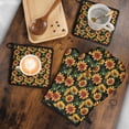 thumbnail image 5 of Black Sunflower Kitchen Oven Mitt and Pot Holder Sets 4 Pcs for Baking, Cooking and Grilling, Heat Resistant Up To 392 °F, 5 of 7