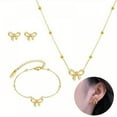 thumbnail image 5 of 1 Set Bow Stuff Jewelry Bow Earrings Necklace Bracelet Gold Plating Jewelry Set Fashion Accessories Golden Stainless Steel Fashion Necklace C R Jewelry Vintage Gold Short Pendant Necklace Heart Desi, 5 of 6