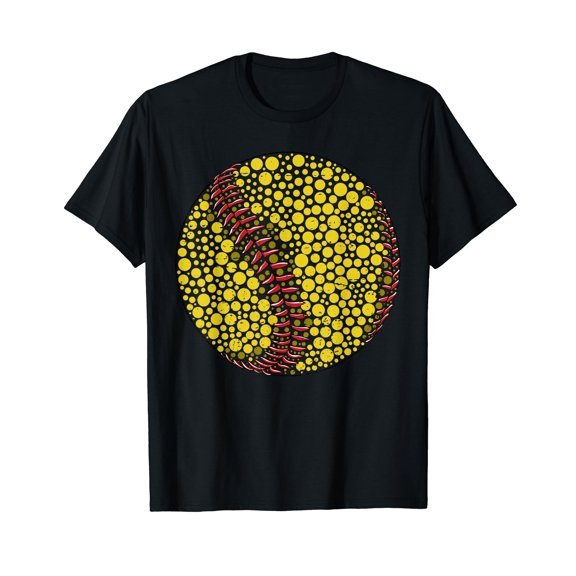 Vintage Polka Dot Softball Lover Player Dot Day Shirts Black T-Shirt