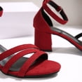 thumbnail image 6 of Viluyesy Womens Dress Sandals, Chunky Heels Ankle Strap Open Toe Summer Casual Pump Shoes Red US7, 6 of 6