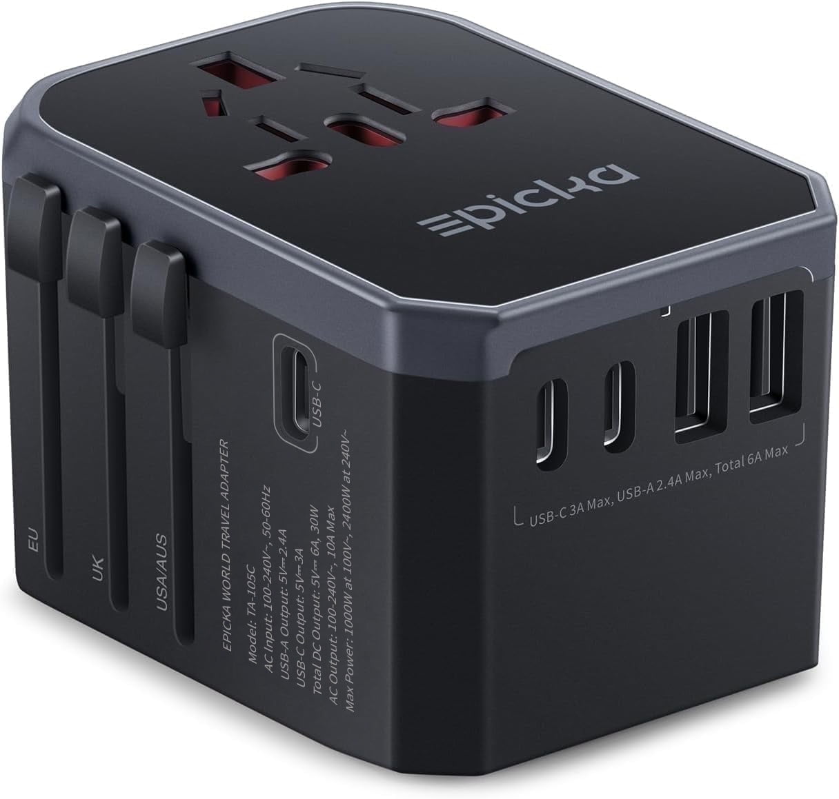 Epicka Universal Travel Adapter, International Wall Charger with