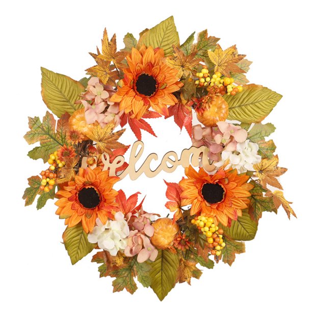 Guirnalda Artificial Otoño Girasoles Calabazas Guirnalda Puerta Guirnalda Para Halloween Decoración De Acción De Gracias Inevent HA037925-00