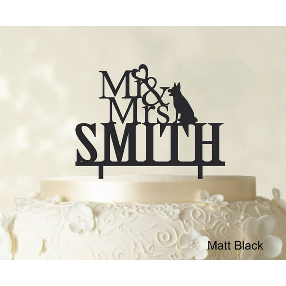 "Mr & Mrs Wedding Cake Topper Custom Matt Black Cake Topper Color Option Available 5""-7"" Inches Wide"
