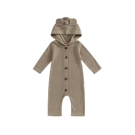 

Emmababy Long Sleeve Hooded Button Jumpsuit for Baby Boys in Autumn
