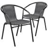 (4 pack) BizChair Lila Indoor/Outdoor Stacking Rattan Patio Chairs, Set of 2, Gray