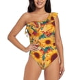 thumbnail image 4 of Daiia Diamond Bohemian Sunflower Women's One Piece Swimsuits Personalized One Shoulder Swimwear Asymmetric Ruffle Bathing Suits-X-Large, 4 of 8