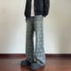 thumbnail image 3 of Pantalones vaqueros holgados de cintura alta para hombre, rectos, con bolsillos y cordón ajustable, de poliéster., 3 of 4