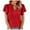 Red, variant on lmcalzta T Shirts for Women Ruffle Short Sleeve V Neck Loose Fitting Spring Summer Tops Solid Color Lightweight Causal Tees