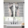 thumbnail image 3 of Black Cow Floral Sheer Curtains 45 Inches Length 2 Panels Set, Window Sheer Curtains for Living Room/Bedroom, Black Buffalo Plaid Farmhouse Animals Light Filtering Rod Pocket Curtain 52''x45''x2, 3 of 8