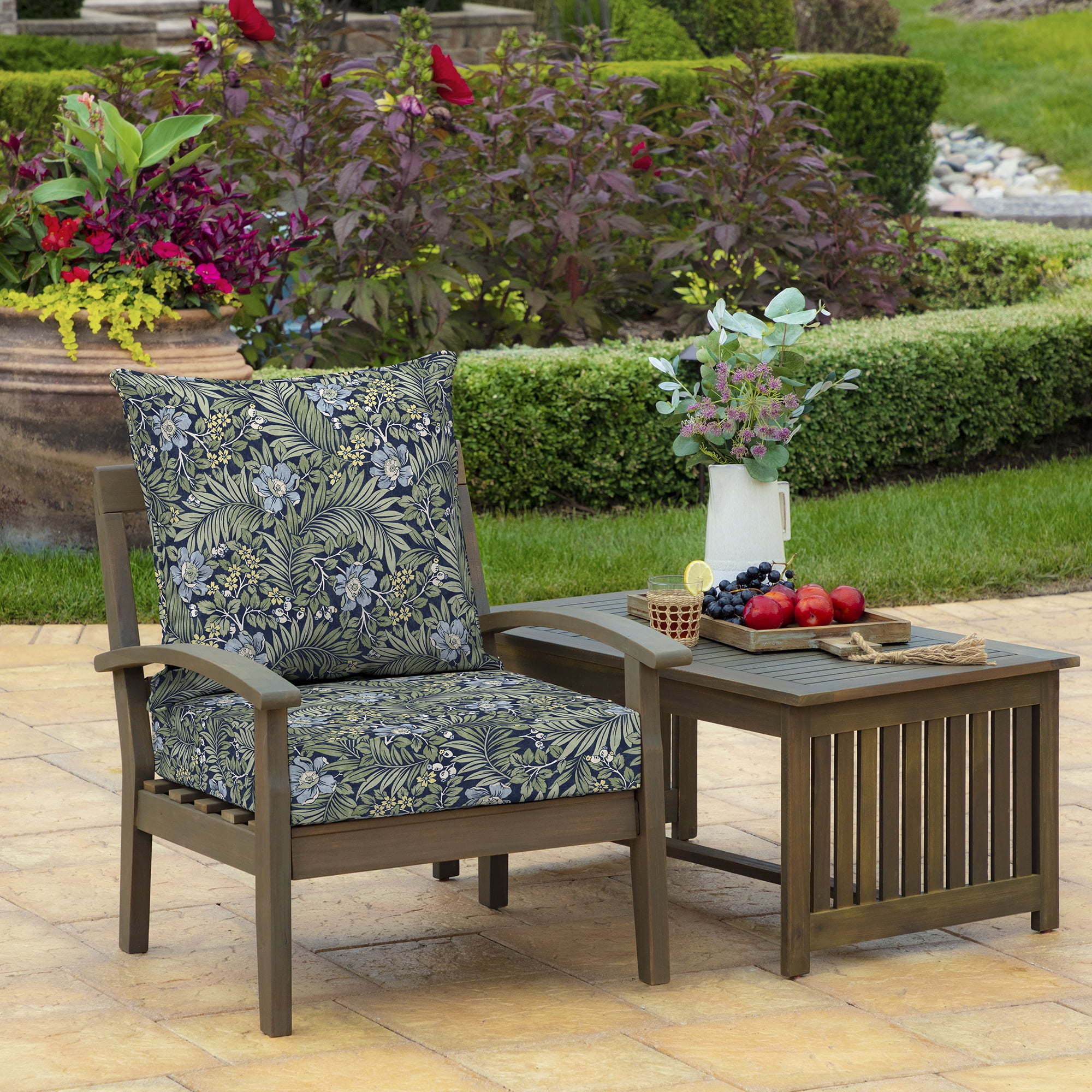 ARDEN Outdoor Foam Deep Seat Cushion Set, 24 in x 24 in, Weather-Proof, Rain-Proof, Fade Resistant Patio Cushion, Bottom and Back Cushion for Chair, Sofa, and Couch Sapphire Morrison Floral