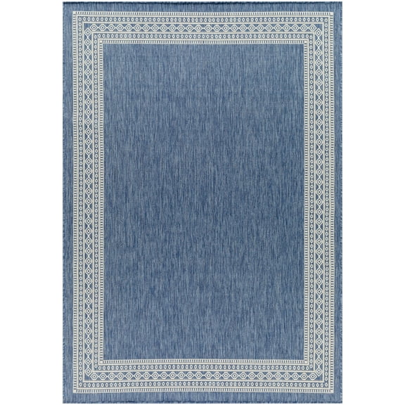 Mark&Day Outdoor Rugs, 5x7 Terell Modern Indoor/Outdoor Navy Blue Area Rug, Non Shedding Blue White Carpet for Patio, Porch, Deck, Bedroom, Living Room or Kitchen (5'3" x 7')