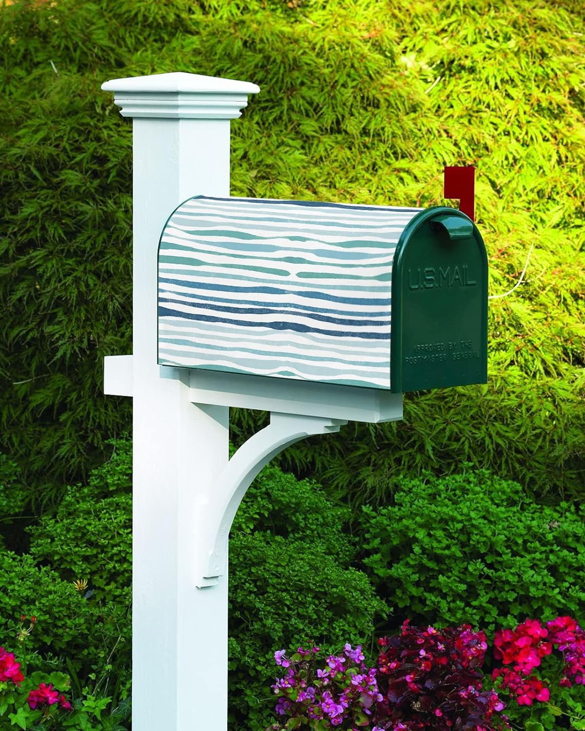 Mailbox Cover, Blue Green Wave Mailbox Wrap Magnetic Mailbox Covers for Garden Yard Outdoor Decoration,Farmhouse Home Mailbox Post Box Cover Wraps Standard Size 18"x21"