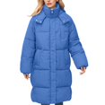 thumbnail image 3 of Baberdicy Women's Long Hooded Puffer Coat, Thick Warm Winter down Jacket for Extreme Cold , Long Hooded Puffer, Maxi down Coat, Winter Warmth Layer Blue L, 3 of 5