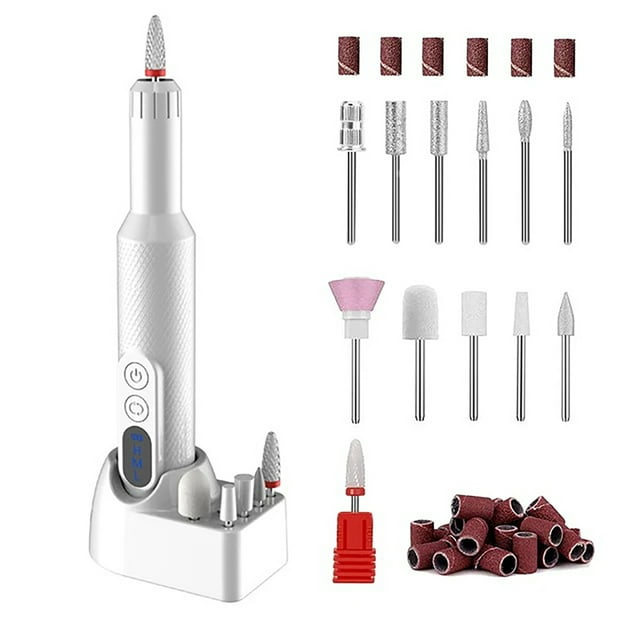 Perceuse à Ongles Électrique Sans Fil Ongles Professionnels de Qualité Salon à la Maison Chargement USB 3 Vitesses et Sens Réversible
