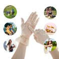 thumbnail image 4 of Unique Bargains 1 Pair Sunblock Mittens Bow Mesh Sun Block Driving Gloves for Women Beige, 4 of 5