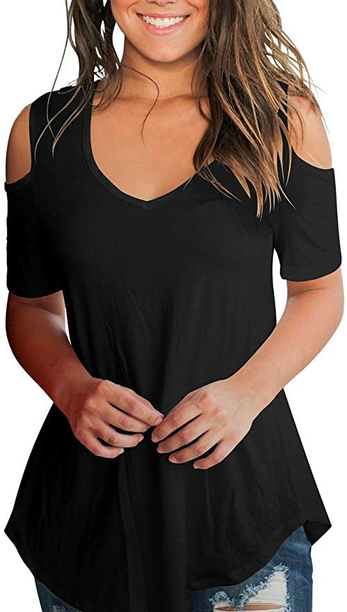 black cold shoulder shirt