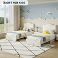thumbnail image 2 of Princess Style Twin Upholstered Bed Frame - Headboard, Storage Drawer, Durable Color Color Wood Slats, Easy Assembly, No Box Spring Needed - Kids Girls Bedroom Furniture - Light Cream Shade Shade, 2 of 7