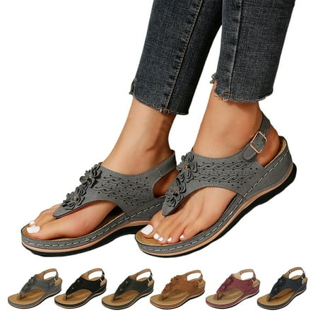 

bvgfsahne Ergonomic Design Wedge Toe Post Sandals Mitigate Foot Fatigue Comfortable And Functional Shoes