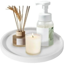 ‎TACYKIBD 9.1 Inch Silicone Bathroom Tray, LIOUCBD Decorative Soap Holder, Kitchen Countertop Organizer, Round Vanity Tray for Candle Perfume Plant Jewelry Key Lotion Bottles (Black)