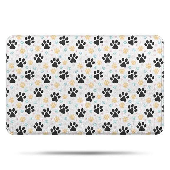 Black Dog Puppy Paw Bathroom Rugs Mat,Non Slip Microfiber Bathroom Rug,Rubber Backing,Soft Bathroom Mats for Bathroom Floor,Tub and Shower,17x27in(43x68cm)