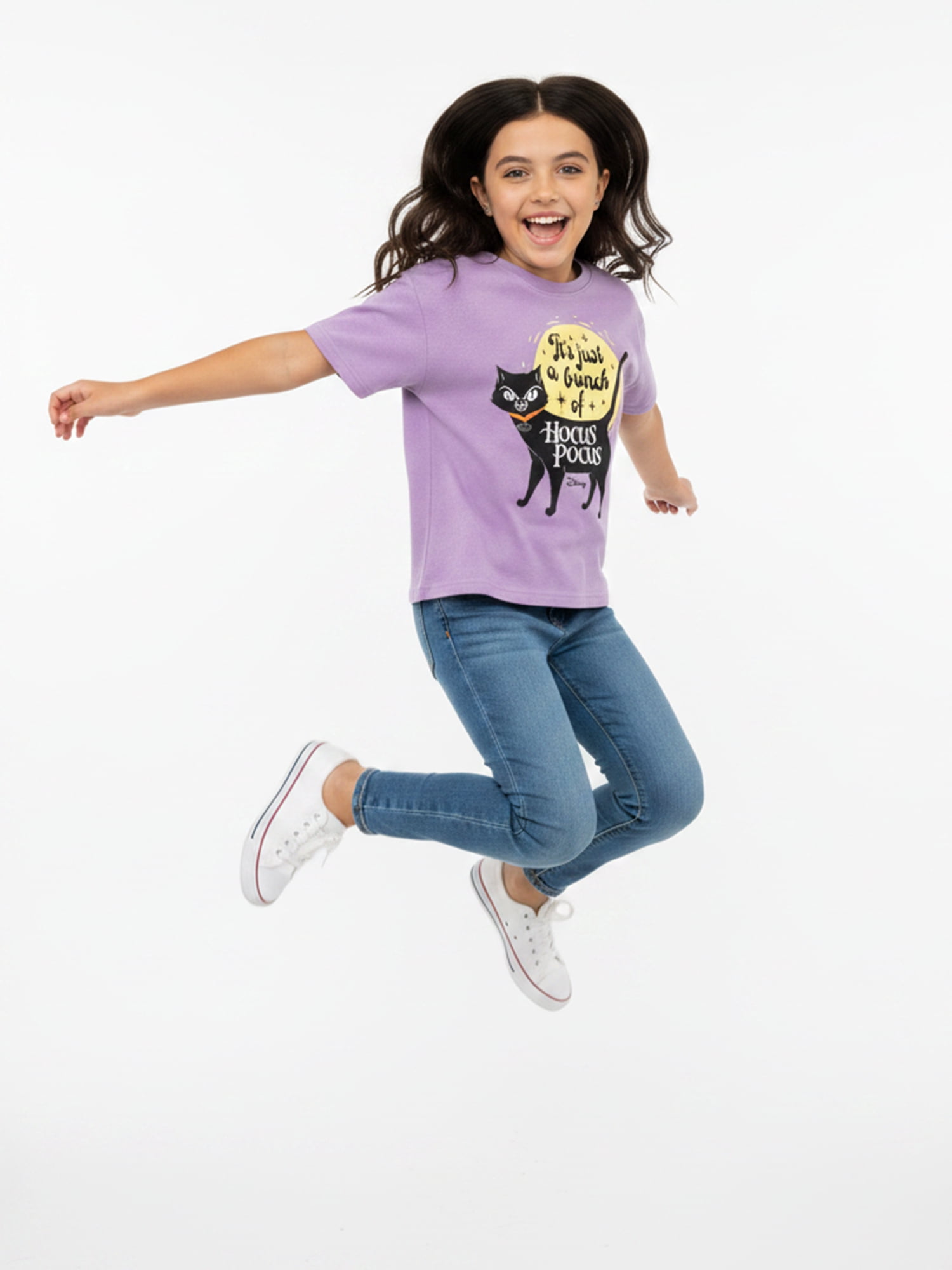 Disney Hocus Pocus Boxy Mineral Washed Halloween Crewneck Tee with Short Sleeves, Sizes 4-16