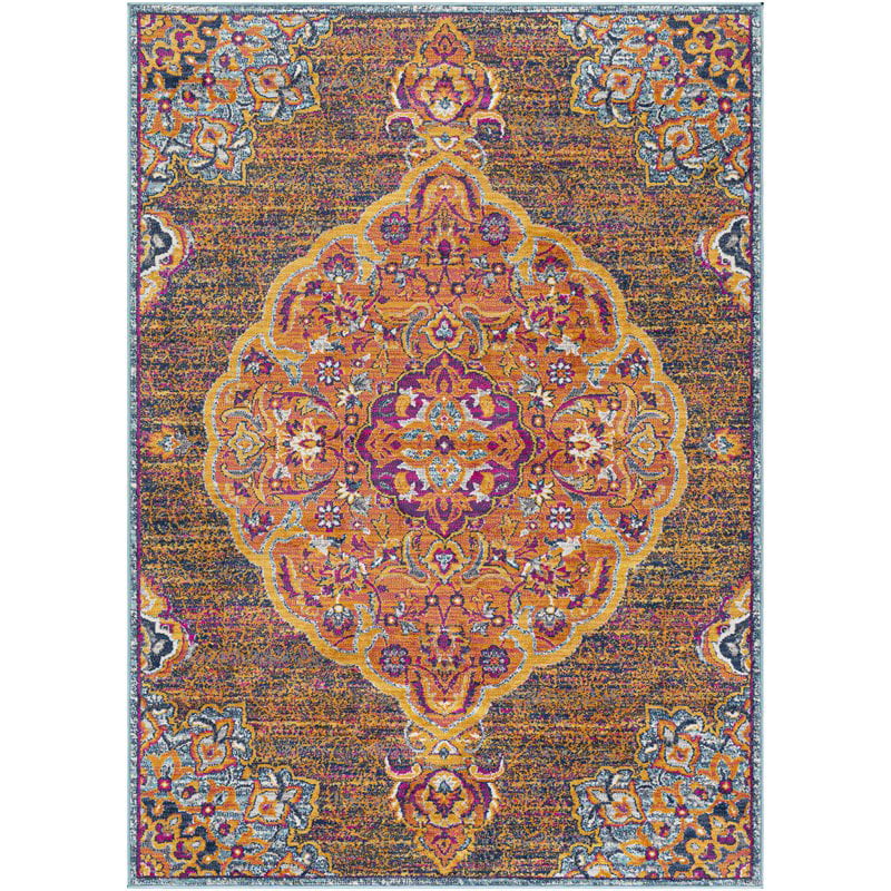 Moretti Linden Area Rug 7804D Navy Angled Petals 5' 3 x 7' 6 Rectangle