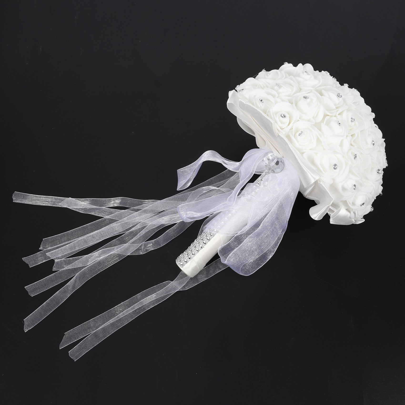 Details about   Bouquet of Bridesmaid Silk Flowers Wedding Foam flowers White Rose Bridal 