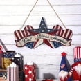 thumbnail image 4 of Patriotic Wooden Door Sign - 4th of July & Memorial Day Decor, Red White Blue American Flag Wreath Door Hanger, Welcome Sign for Front Porch, Wall & Outdoor Independence Day Home Decorations, 4 of 7