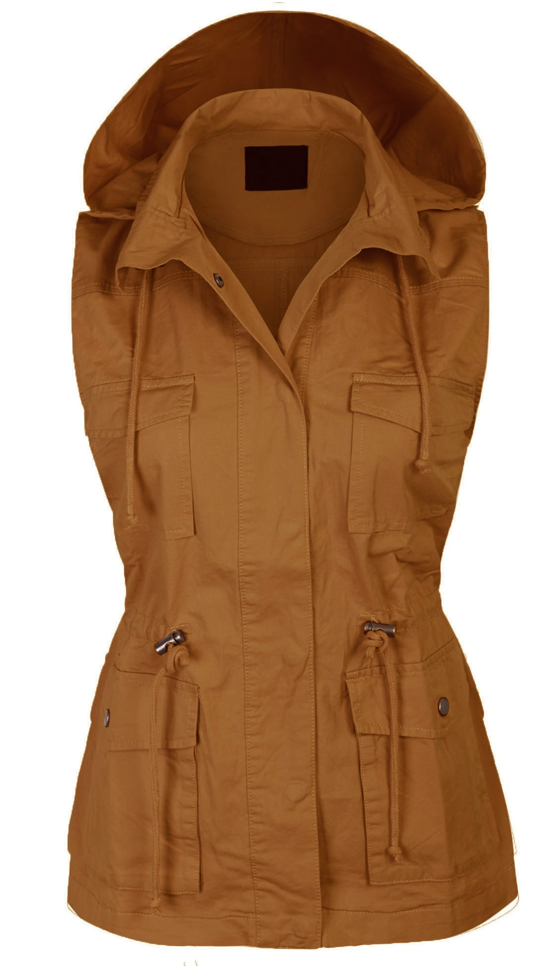 KOGMO Womens Military Anorak Safari Utility Vest with Hood