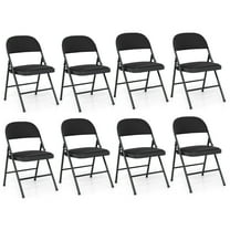 Gymax 8PCS Folding Chairs w/ Metal Frame PVC Leather Stackable Chairs for Indoor