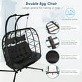 NICESOUL Double Swing Egg Chair, Outdoor Patio, Gray Wicker, Black