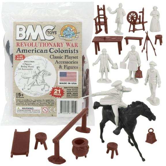 BMC Classic American Revolution Colonists - White 21pc Plastic Figure Playset