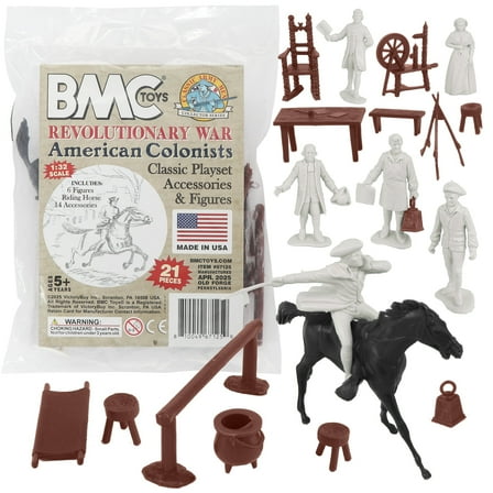BMC Classic American Revolution Colonists - White 21pc Plastic Figure Playset