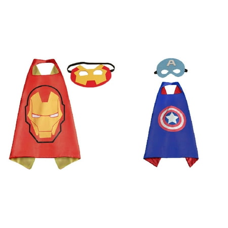 Captain America & Ironman Costumes - 2 Capes, 2 Masks w/Gift Box by Superheroes