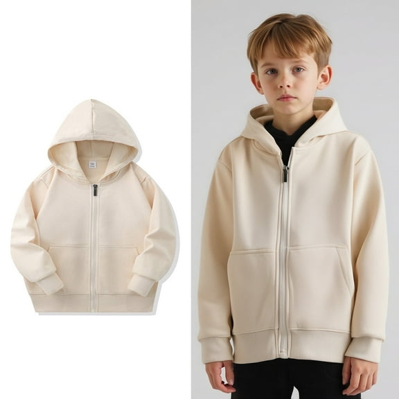 LIUYUNNN Kids Hoodies Zipper Beige Hoodies Casual Long Sleeve Sweatshirts Fall Winter Clothes Girls Kids Clothes 4-5 Years Boys Girls Fall Outfits