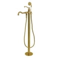thumbnail image 6 of Kingston Brass KRTRS7035137AL 70" Solid Surface Oval Double Ended Freestanding Tub with Faucet Combo and Drain, Brushed Brass, 6 of 6