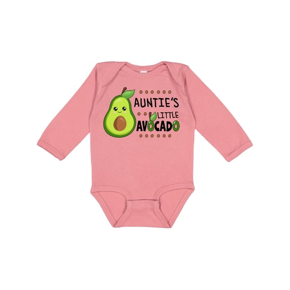 Inktastic Auntie's Little Avocado with Cute Baby Avocado Boys or Girls Long Sleeve Baby Bodysuit