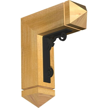 

4 W x 13 1/2 D x 16 H Fleur De Lis Arts & Crafts Ironcrest Rough Sawn Bracket Western Red Cedar (1 1/2 W x 5 1/2 D x 8 H Iron Bracket)