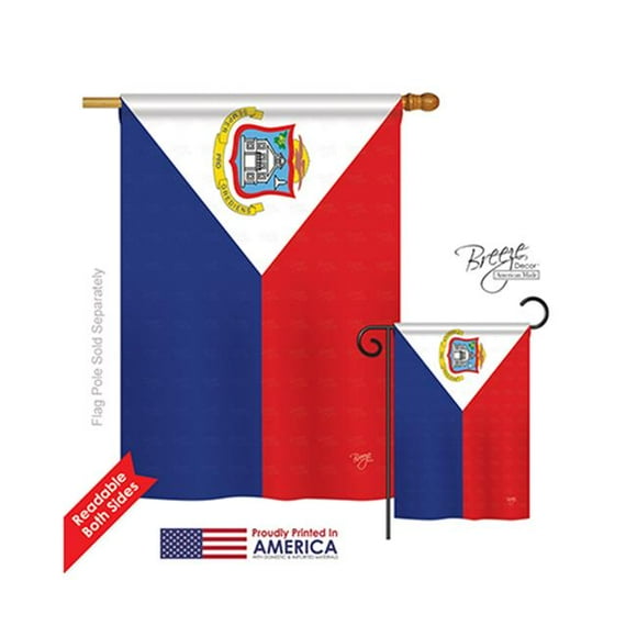 Breeze Decor 08348 Saint Marteen 2-Sided Vertical Impression House Flag - 28 x 40 in.