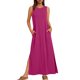 thumbnail image 3 of TaTaai Ladies V-Neck Sleeveless Solid Color Casual Dress Fashion Knee Length Design Soft Breathable Material Comfortable Dress for Daily Wear Birthday Party Work and Vacation Gift, 3 of 9